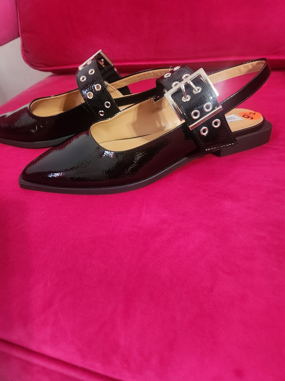 Steve Madden Patent Leather Buckle Slingback Flats - Black **$29 Today Only**